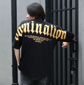 kaos oversize pria huntercutz domination black gold