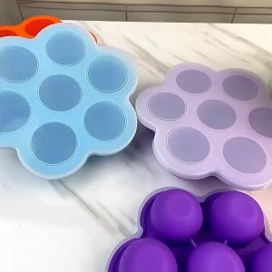 บล็อคซิลิโคนพร้อมฝาปิด เก็บอาหาร 7 หลุม บล็อคซิลิโคนแช่แข็ง บล็อคซิลิโคนพร้อมฝาปิด เก็บอาหาร บล็อคซิลิโคนเก็บอาหารเด็ก