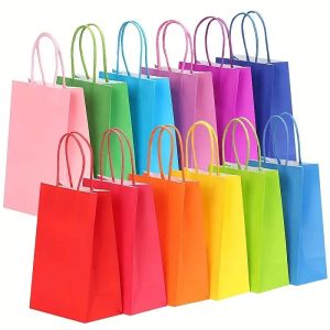 10/20PCS Colorful Kraft Gift Bag Colorful Bag  Gift DIY Wedding Party Halloween Christmas Birthday Supplies
