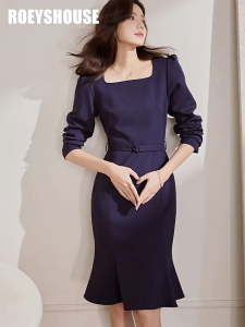 Đầm Dài Tay Nữ Thiết Kế Sang Trọng / Váy Công Sở Body Kèm Thắt Lưng Tôn Dáng