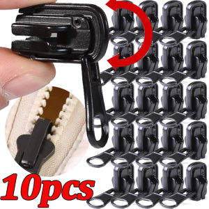 2-10PCS Double Sided Rotating Rail Zippers Jacket Dress Bag Luggage Metal Zipper Heads Repair Kit Black Pull Replacement Zipper