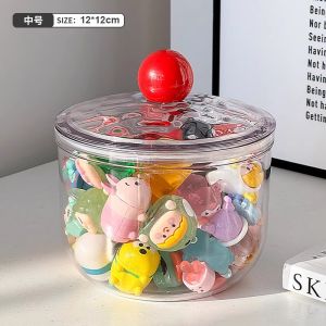 Large Capacity Transparent Storage Jar Toy Figure Display Box Bubble Monster Doll Decorative Item Holder Plastic Storage Container