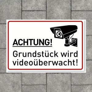 CIFbuy | Art Deco Warning Sign Video Surveillance Metal Plaque 20.32x30.48cm German Text Durable Wall Decor Home Business Use No Frame
