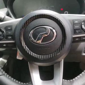 Perodua Ativa Steering Wheel Ring Cover Carbon Chrome Black Interior Trim Accessories 2020 2021 2022 2023 2024