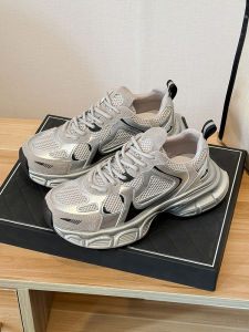 LANKAMO | Silver Thick Bottom Dad Shoes Womens Summer New Leather Versatile Casual Shoes Heightening Lightweight Fashionable Sports Shoes