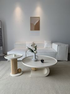 Scandinavian round Cream Style Coffee Table Side Table Combination Log Minimalist Designer Model Small Apartment Internet Celebrity Living Room Tea Table