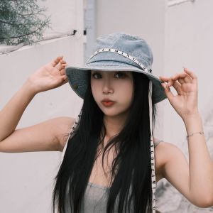 Japanese-Style Retro Jean Fisherman Hat Outdoor Sun Hat Childrens Summer Camping Alpine Cap Bandage Sun Hat Bucket Hat