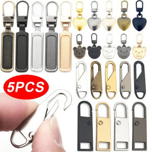 5Pcs Metal Zipper Puller Tap Slider DIY Sewing Zipper Sliders Replacement Universal Instant Repair Zipper Head for Clothing Bag