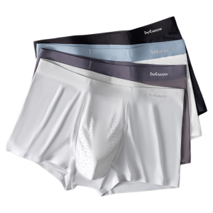 miiow | Ice Silk Seamless Mesh Crotch Boxer Shorts For Men Youth Style Mid Waist Flat Angle Briefs Cool Feeling Underwear Briefs