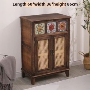 American Painted Solid Wood Sideboard Minimalist Living Room Multi-Function Storage Cabinet Entrance Cabinet Large Capacity Kitchen Storage Cabinet