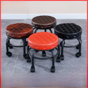 Movable Pulley Low Stool Step on Foot Beauty Seam Wiping Floor Chair Pedicure Manicure Kids Toddler round Stool Pulley Stool with Baby