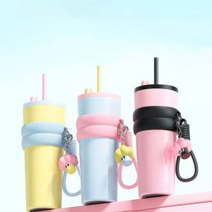 CMPTR1 Bow Thermos Cup 316 Stainless Steel 710ML Thermal Water Bottle Portable With Lifting Rope Vacuum Cup for Student Children