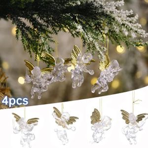 4Pcs/Set Christmas Angel Pendants New Creative Transparent Angel Pendants Christmas Tree Decorations Home Party Decorations