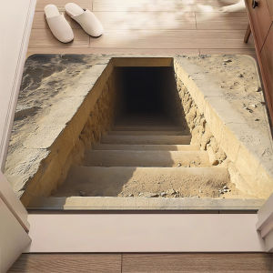 VIKAMA Thảm Kiểu Ai Cập Thang Hình Kim Tự Tháp Thảm Chống Trượt Thảm Polyester Chống Thấm Nước Cho Cửa Phòng Tắm Phòng Khách Trang Trí Trong Nhà