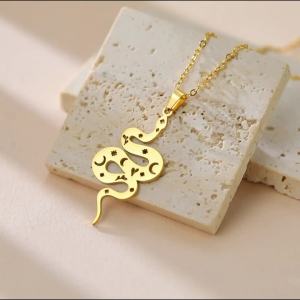 SKYRIM Womens Necklace Snake Pendant Stainless Steel Necklace Jewelry Gift