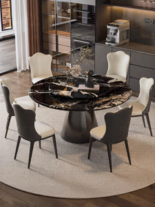 FPS FANPOSEN | Natural Micrystal Italian Luxury Round Dining Table With Turntable