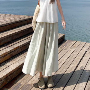 Yamamoto Culottes Womens Summer 2024 New Arrival Ice Silk A- line Skirt Small Drape Casual Linen Wide-Leg Pants