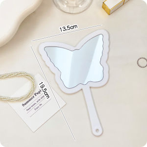 Portable Handheld Butterfly Knot Makeup Mirror Cute Pocket Size for Girls Simple Design Student Cosmetic Mirror Girls Hairbrush