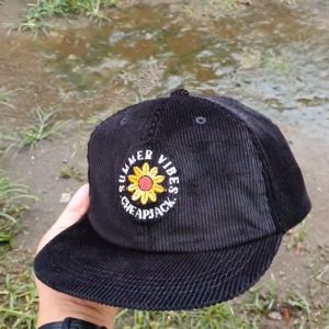 6 Panel Cap Corduroy - Summer Vibes BLACK