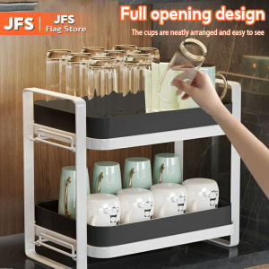 JFS 1/2 Layers Cup Drying Rack Removable Glass Rack With Drain Tray Kitchen Storage Rack Organizer Shelf
