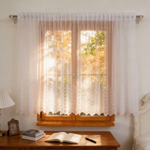 European minimalist style checkered white chiffon filter curtain UV resistant drapes for wedding home decoration 1pc