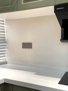 Kitchen Bamboo Cabinet with Transparent Flip Door Transparent Storage Counter Dining Household Cupboard