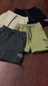 Celana Pendek Cargo Bahan Fleece | Celana Pendek | Celana Cargo | Celana Pria Wanita | Celana Santai Warna Abu Paralon