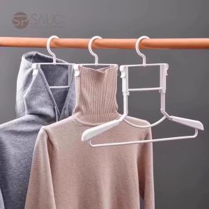 Japanese Style Foldable Clothes Hanger with Hat High Collar Sweater Drying Rack Windproof Dormitory Use Plastic Coat Hook