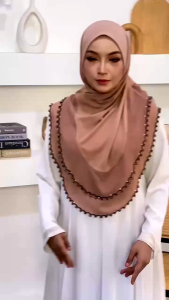 ALNOOR Tudung Sarung Twist 2 Saat Premium Mosscrepe Sulam Tabur Labuh