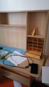 Computer desk desktop home writing modern small bookshelf combination one bedroom table