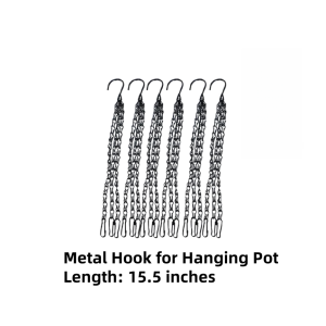 1PCS 15.5 Inches Black Metal Hook Chain Hanger for Hanging Pot (Hook Only)