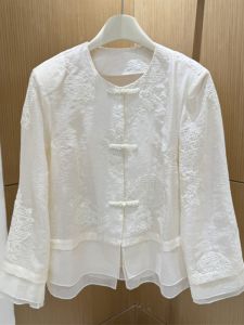 Retro Chinese Style Embroidered Jacket Womens Heavy Work Button up Shirt Versatile Autumn New Arrival Fashionable Top