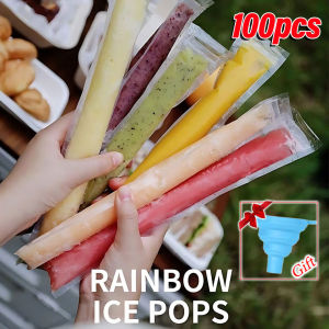 YESPERY 100PCS Ice Stick Bag Disposable Transparent Popsicle Plastic Pouch Fruit Shake Ice Pop Bag