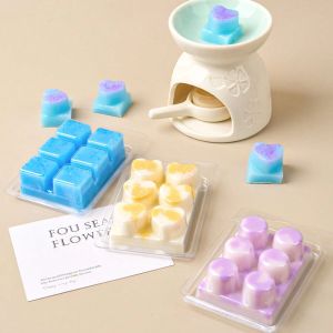 Wax Melt Molds-10 Pcs 6 Cavity Circular Clear Empty Plastic Wax Melt Clamshells for Wickless Wax Melt Candles DIY Candle Tool