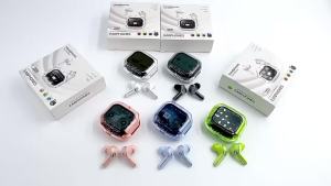 2024 Original  Air Max Bluetooth 5.4 TWS Wireless LCD Touch Screen Earphones Noise Canceling Headphones 500mah with Microphone Stereo Earphones