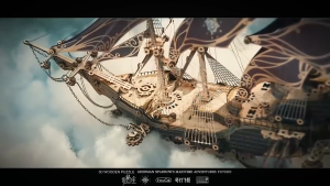 HowCat Corsair Future Purple Pirate Ship DIY Wooden Puzzle (S728) 3D Wooden & Paper Puzzle