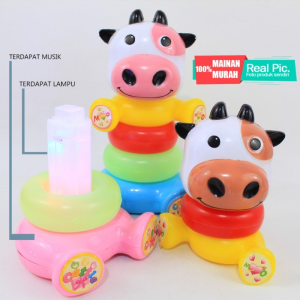 Mainan Donat Sapi Lucu Lampu dan Musik - Ring Donat AR72