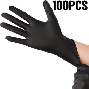 100PCS Black White Blue Nitrile Gloves Disposable Cleaning Nitrile Gloves Gardening Work Furniture Kitchen Beauty Hairdressing