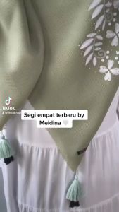 SEGI 4 EMPAT TASSEL ||   UK 110*110cm ||  segi 4 viral || segi empat  motif flower mewah mix mutiara cantik