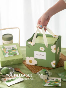 Baking Cookie Packaging Box Sticker Handbag Green Rice Cake Snowy Bride Egg Yolk Crisp Waist Seal Edge Paper Baking Supplies