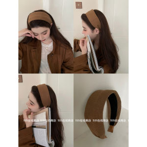 Wide Knitted Hairband Womens High Cranial Top Stripe Face Slimming Grey Colorful Combs for Long Hair Korean Style Fashion Accessories