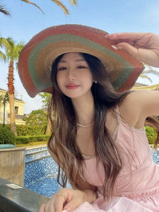Liu Yifei Xu Red Bean Big Brim Straw Hat Female Straw Hat Summer Travel Sun-Proof Hat Beach Sun Hat Sun Hat
