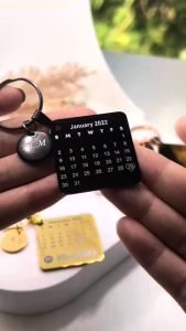 Personalized Calendar Keychain Custom Engraved Gift for Anniversary Birthday Valentines Day
