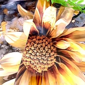 RUNABEE HIASAN DINDING 20x30CM DEKORATIF ABSTRAK WALL ART SUN FLOWER BUNGA MATAHARI POSTER KAYU