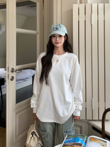 3mer Oh Oh Three Girls Heavy Weight Easiest for Match Round Neck Pure Color Long-Sleeve T-shirt Women's Autumn Inner White Tops Bottoming Shirt