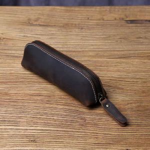 (KP-193) Kotak Pensil Kulit Sapi Asli / Tas Alat Tulis Kantor Kulit Asli / Pouch Make Up mini Kulit Sapi