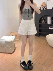 AIYITI | Slimming Plus Size High Waist Jeans Shorts White