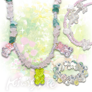 Macaron-Colored Bear Candy Necklace Ring Set Dope Mint Wave Spicy Girl Trendy Niche Subculture Fashion Jewelry Accessory