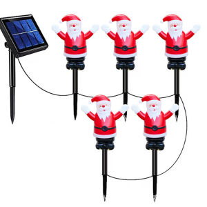 other | 5Pcs/Set Christmas Santa Claus Pathway Lights Garden Stake Lights Solar Powered For Patio Camping Xmas Holiday Party Decoration