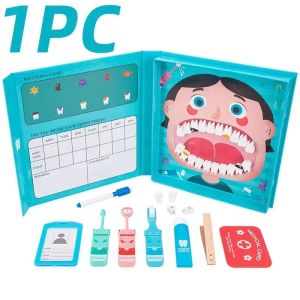 Wooden Simulation Dentist Play Set Baby Dental Doctor Medical Kit Pretend Toy for Kids Hygienic Cultivation Christmas Gift